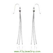 14K White Gold Diamond Cut Chain Wire Earrings