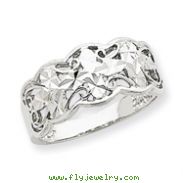 14K White Gold Diamond-cut Wave Ring