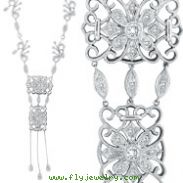 14K White Gold Diamond Fancy Filigree Necklace
