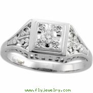 14K White Gold Diamond Filigree Ring
