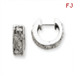 14k White Gold Diamond Floral Design Hoop Earrings