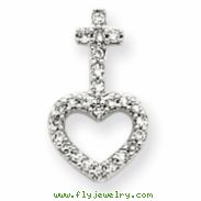 14k White Gold Diamond Heart & Cross Pendant