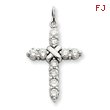 14K White Gold Diamond Passion Cross Pendant