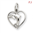 14k White Gold Dolphin in Heart Charm