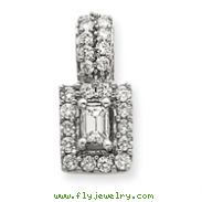 14K White Gold Emerald Cut Diamond Pendant