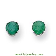 14K White Gold Emerald Stud Earrings