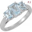 14K White Gold Genuine Aquamarine And Diamond Ring