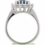 14K White Gold Genuine Sapphire And Diamond Ring