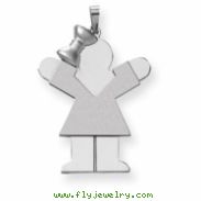 14k White Gold Large Girl with Bow on Left Engraveable Charm