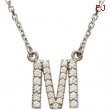14K White Gold M Diamond Necklace