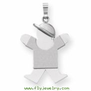 14k White Gold Medium Boy with Hat on Right Engraveable Charm