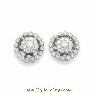 14K White Gold Medium Flower & Jacket Diamond Post Earrings