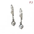 14K White Gold Pair 05.50- Lever Back Earring With Grey Pearl