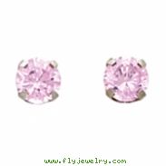14K White Gold Pair Cubic Zirconia Inverness Pink Cz Earring