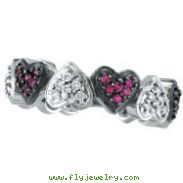14K White Gold Pink Sapphire and .25ct Diamond Heart Eternity Ring