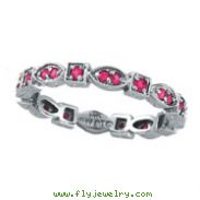 14K White Gold Pink Sapphire Stackable Eternity Band