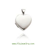 14K White Gold Plain Polished Heart-Shaped Locket