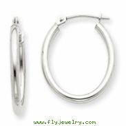 14k White Gold Polished 2mm Oval Tube Hoop Earrings