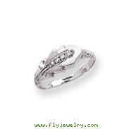 14K White Gold Polished AA Diamond Fancy Ring