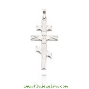 14K White Gold Polished Eastern Orthodox Cross Pendant