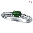 14K White Gold Prong Setting .42ct Emerald and .38ct Diamond Ring