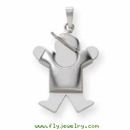 14k White Gold Puffed Boy with Hat on Right Engraveable Charm