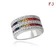 14K White Gold Rainbow Sapphire & Diamond Row Ring