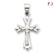 14K White Gold Reversible Crucifix  Cross Pendant