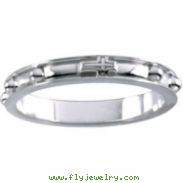14K White Gold Rosary Ring With Raised Borders