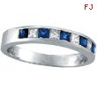 14K White Gold Sapphire and Diamond Princess Cut Band Ring