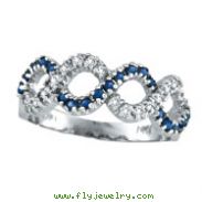 14K White Gold Sapphire and Diamond Swirl Ring