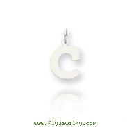 14K White Gold Small Block Initial "C" Charm