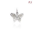 14K White Gold Small Diamond-Cut Butterfly Charm