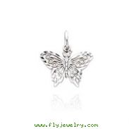 14K White Gold Small Diamond-Cut Butterfly Charm