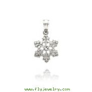14K White Gold Small Diamond-Cut Snowflake Pendant