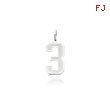 14K White Gold Small Satin Number 3 Charm