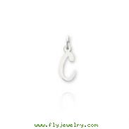 14K White Gold Small Slanted Block Initial "C" Charm