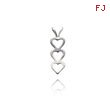 14K White Gold Small Vertical Triple Heart Pendant