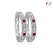 14K White Gold Square Ruby & Round Diamond Fancy Earrings