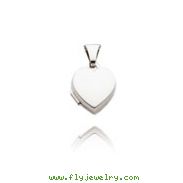 14K White Gold Tiny Polished Heart-Shaped Locket