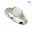 14K White Yellow Gold Two Tone Genuine Opal Cab Tanzanite And Diamond Ring