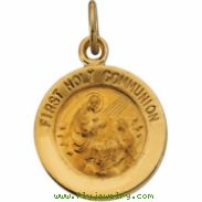14K Yellow 12.00 MM First Communion Medal