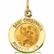 14K Yellow 12.00 MM St. Christopher Medal
