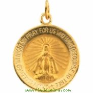 14K Yellow 15.00 MM Miraculous Medal