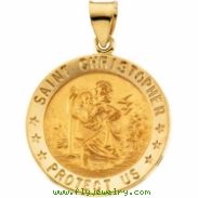 14K Yellow 23.00 MM St. Christopher Medal