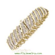 14K Yellow Gold & Diagonal Diamond Ladies' Bracelet