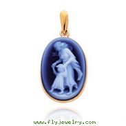 14K Yellow Gold 18mm First Steps Agate Cameo Pendant