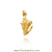 14K Yellow Gold 3D Conch Shell Pendant
