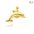 14K Yellow Gold 3D Polished Dolphin Pendant