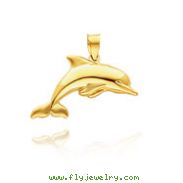 14K Yellow Gold 3D Polished Dolphin Pendant